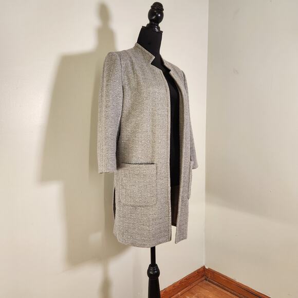 ROZ & ALI Gray Quilted Long Blazer, Size Large - Picture 4 of 13